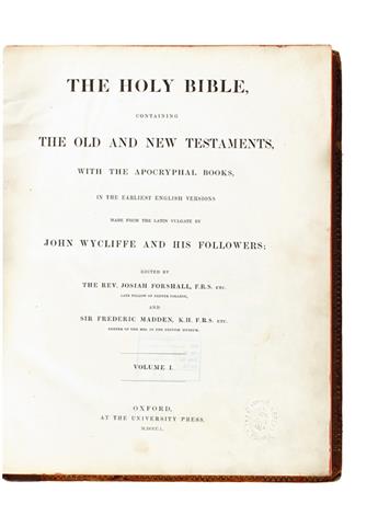 BIBLE IN ENGLISH.  The Holy Bible, containing the Old and New Testaments, with the Apocryphal Books.  4 vols.  1850